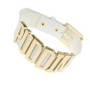 NEW Coolcoco Adjustable White Belt Letter Gold Puddin Choker Necklace Collar